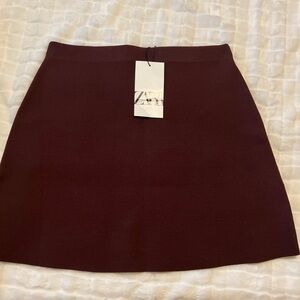 Zara NWT Burgundy Knit Skirt